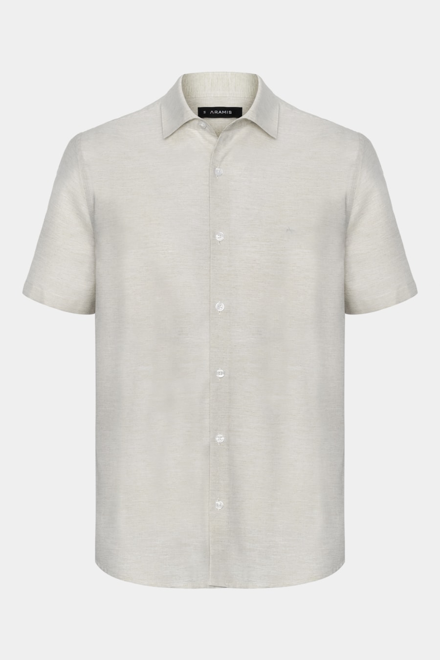 Camisa Regular Algodão Mescla Manga Curta Natural — foto 5 de 6