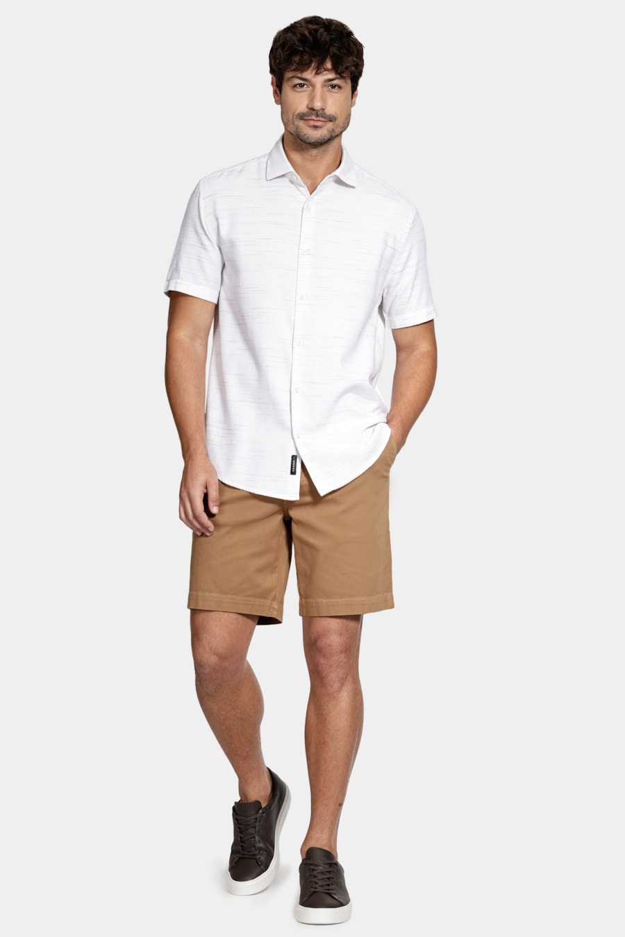 Camisa Regular Algodão Nature Oregon Manga Curta Off White C/ Natural — foto 2 de 6