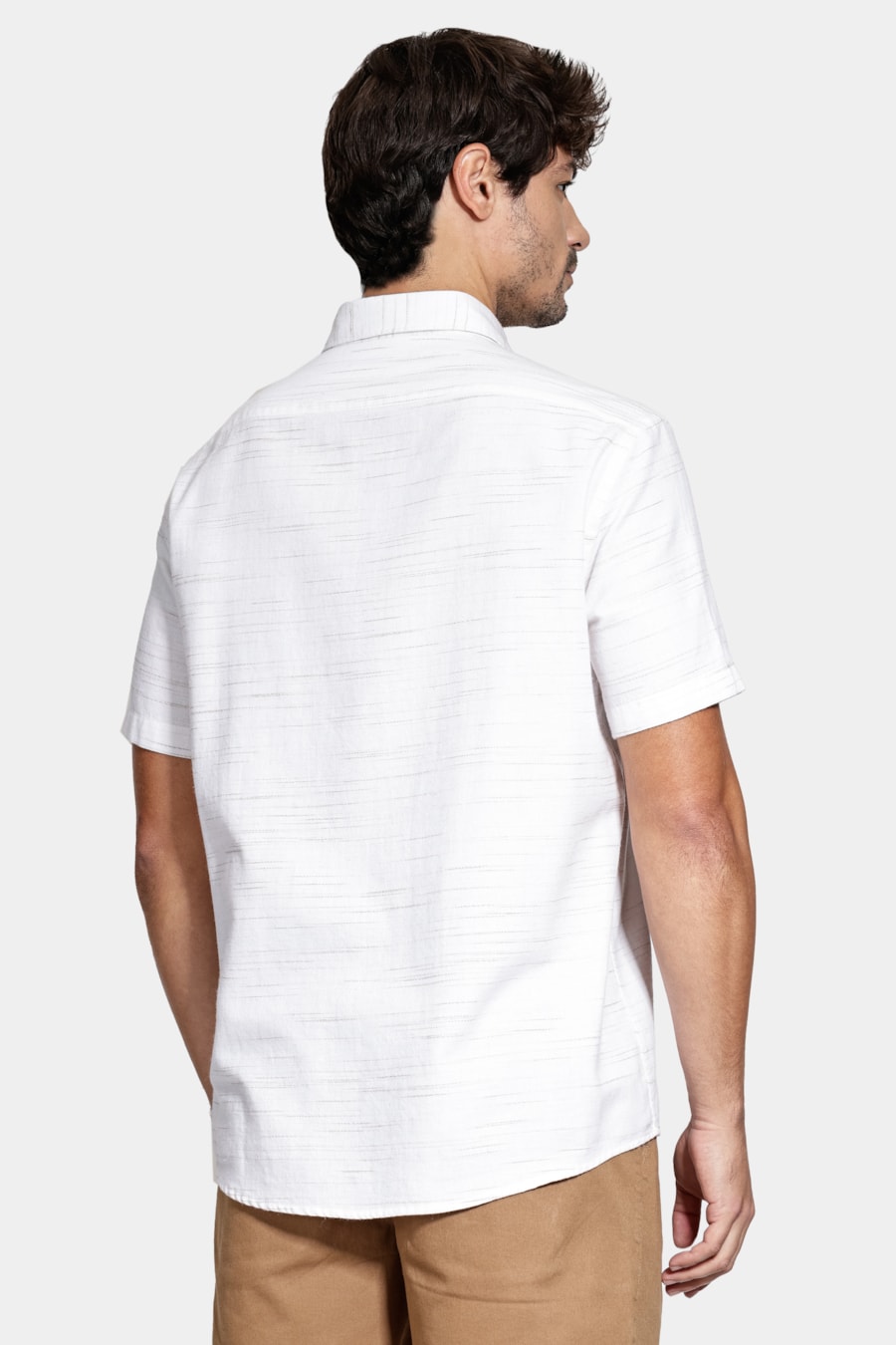 Camisa Regular Algodão Nature Oregon Manga Curta Off White C/ Natural — foto 4 de 6