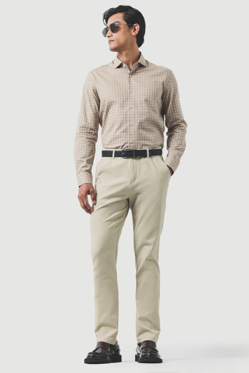 Camisa Regular Algodão Xadrez Castor C/ Areia