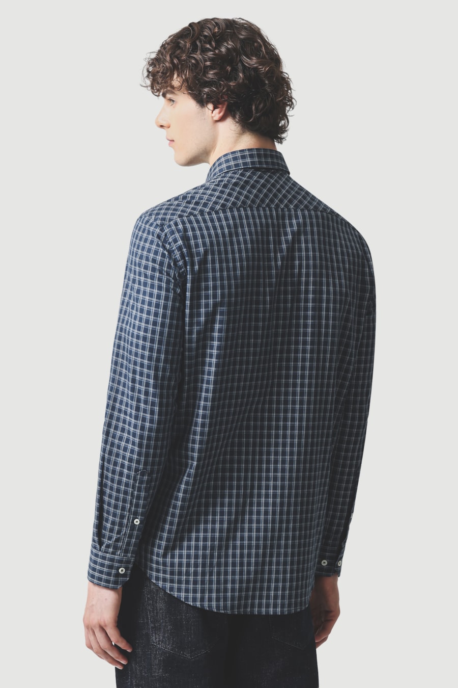 Camisa Regular Algodão Xadrez Marinho/Azul Claro — foto 4 de 5