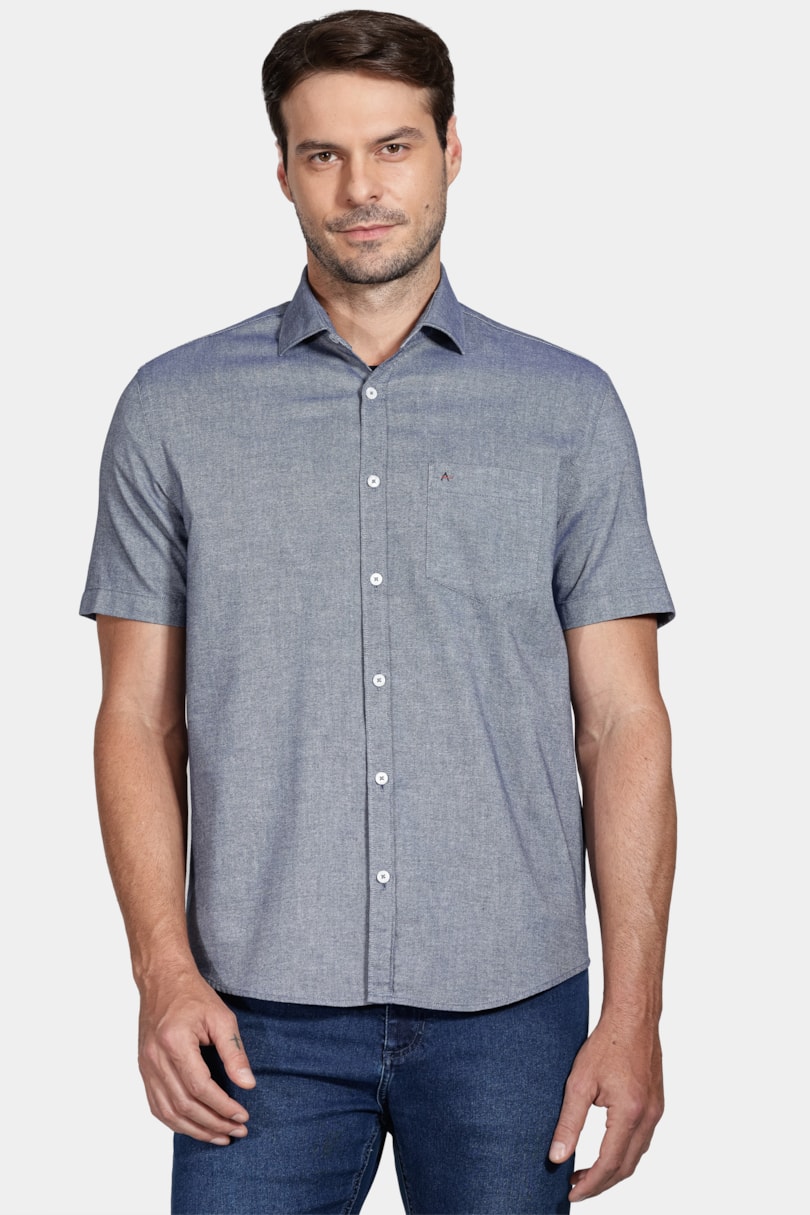 Camisa Regular Bolso Colors Azul Escuro