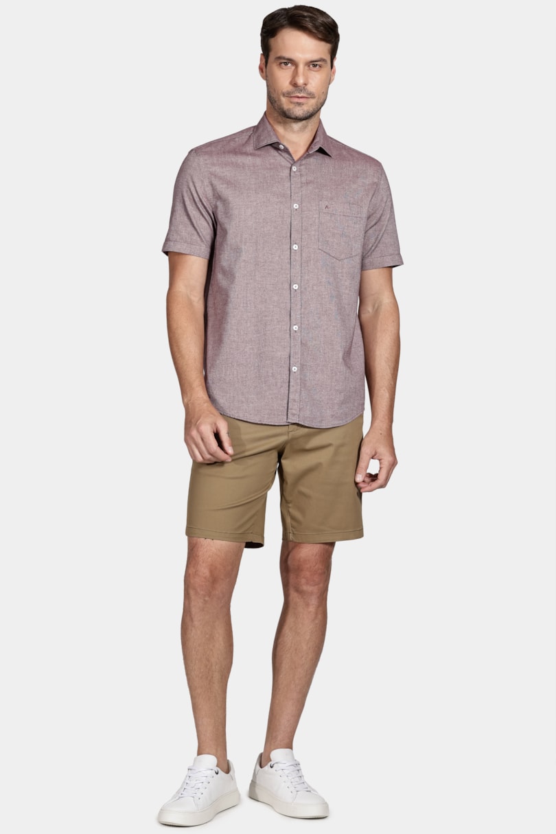 Camisa Regular Bolso Colors Bordeaux