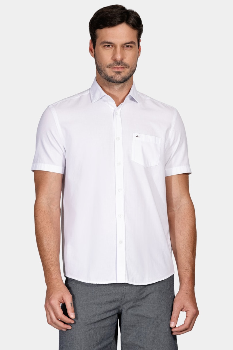 Camisa Regular Bolso Colors Branco