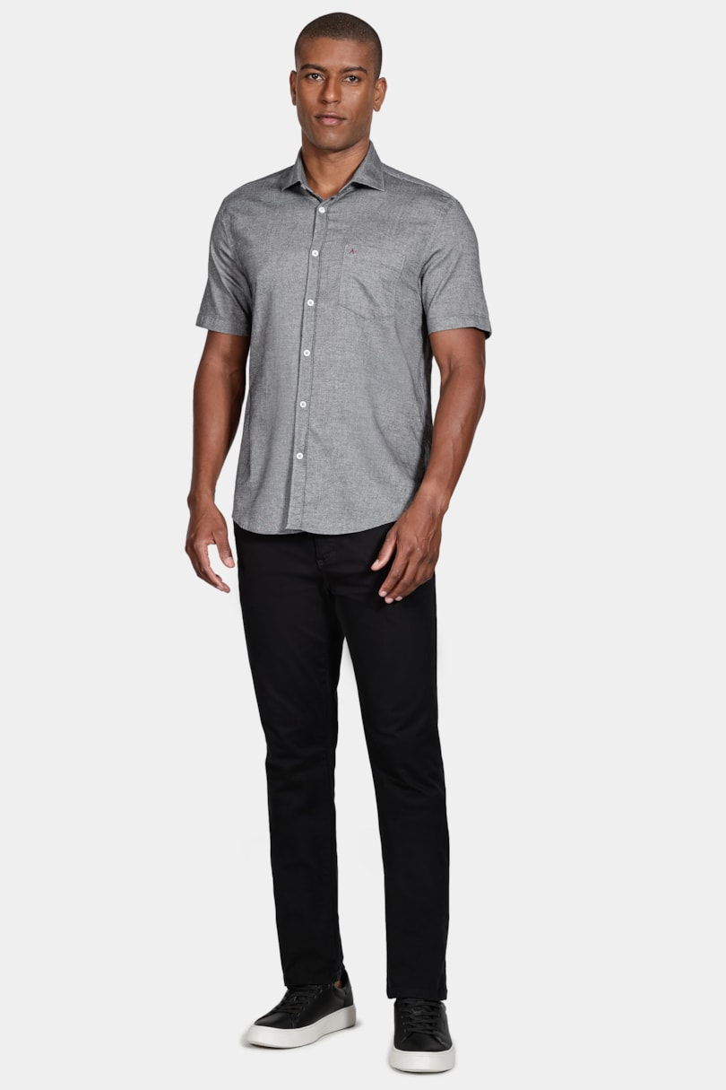 Camisa Regular Bolso Colors Preto