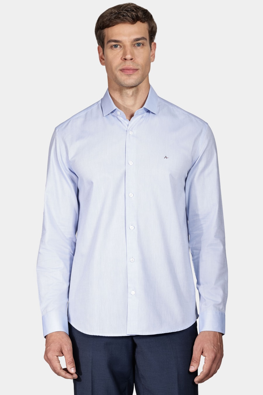 Camisa Regular de Tricoline Texturizada Azul Claro — foto 1 de 5