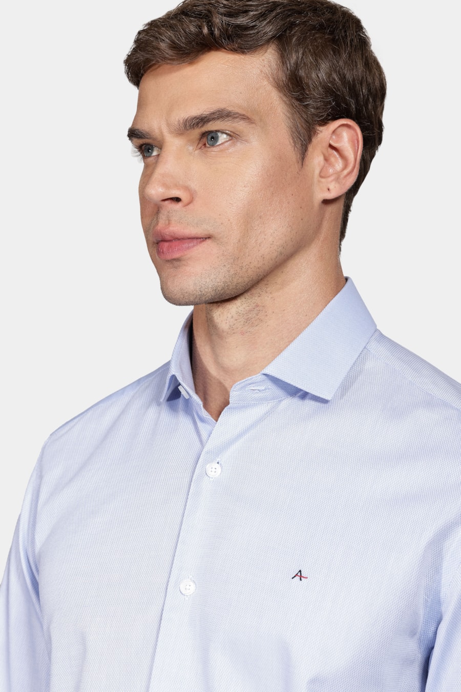 Camisa Regular de Tricoline Texturizada Azul Claro — foto 3 de 5