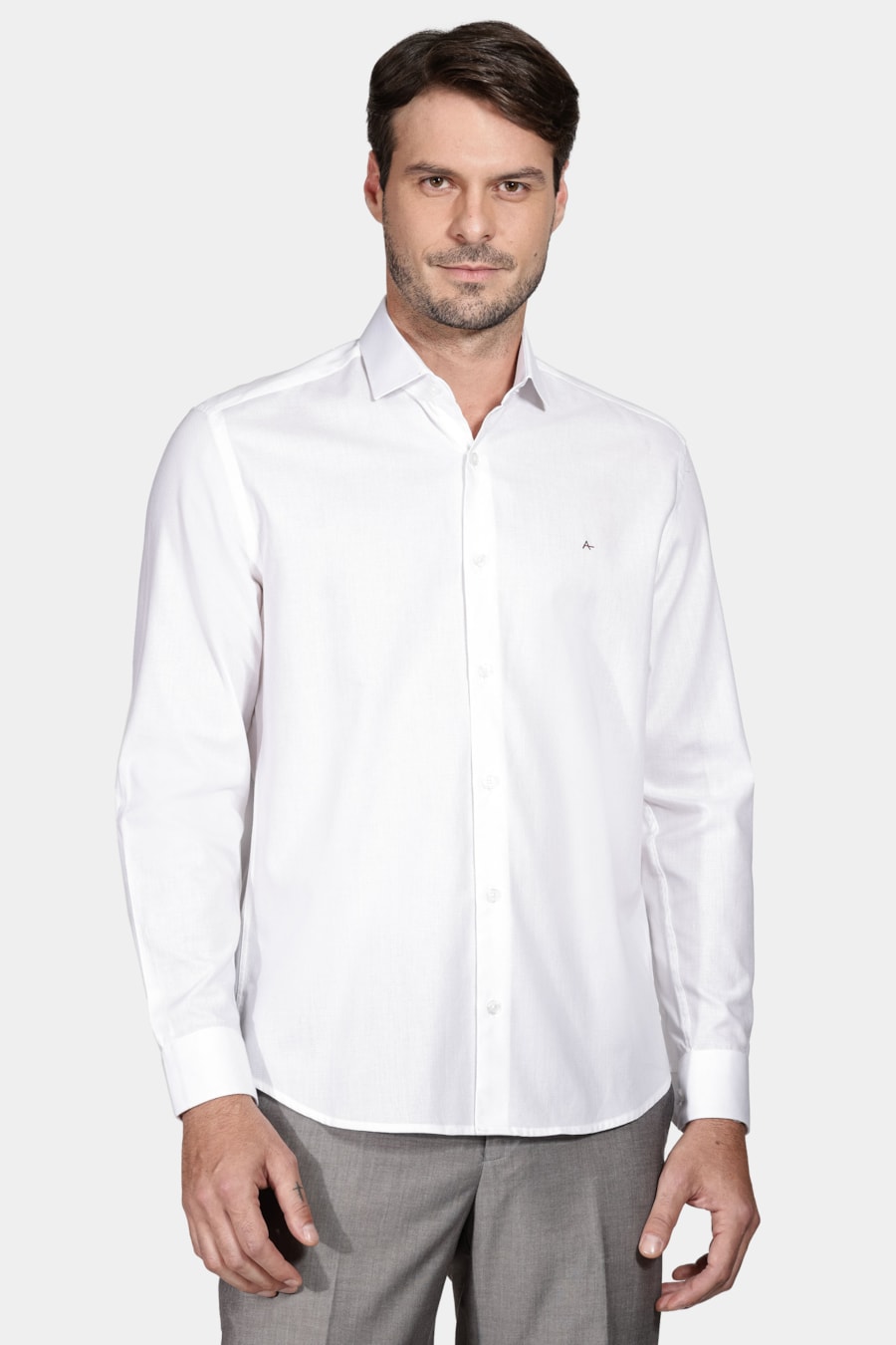 Camisa Regular de Tricoline Texturizada Branco — foto 1 de 6
