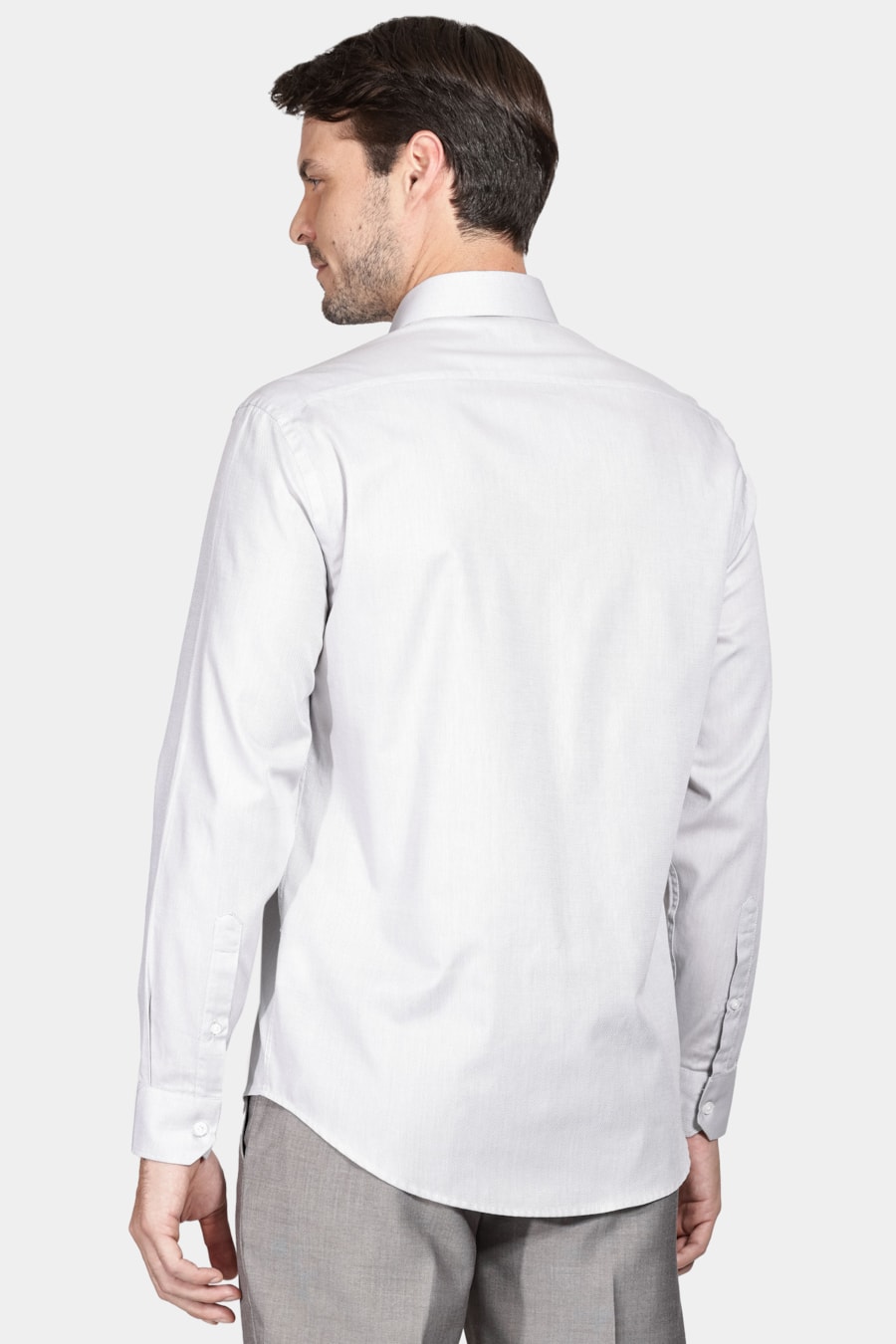 Camisa Regular de Tricoline Texturizada Cinza — foto 4 de 6