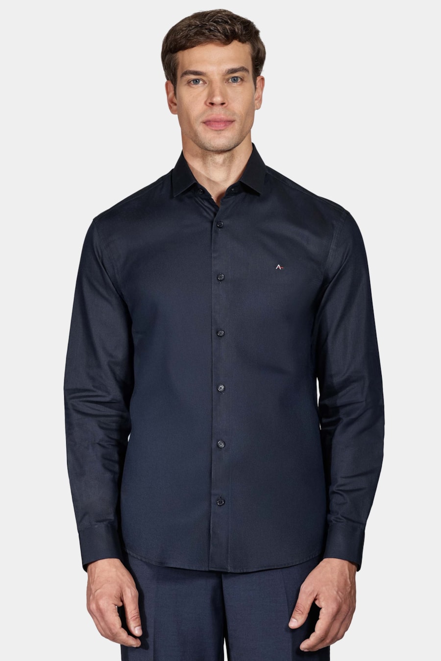 Camisa Regular de Tricoline Texturizada Marinho — foto 1 de 5