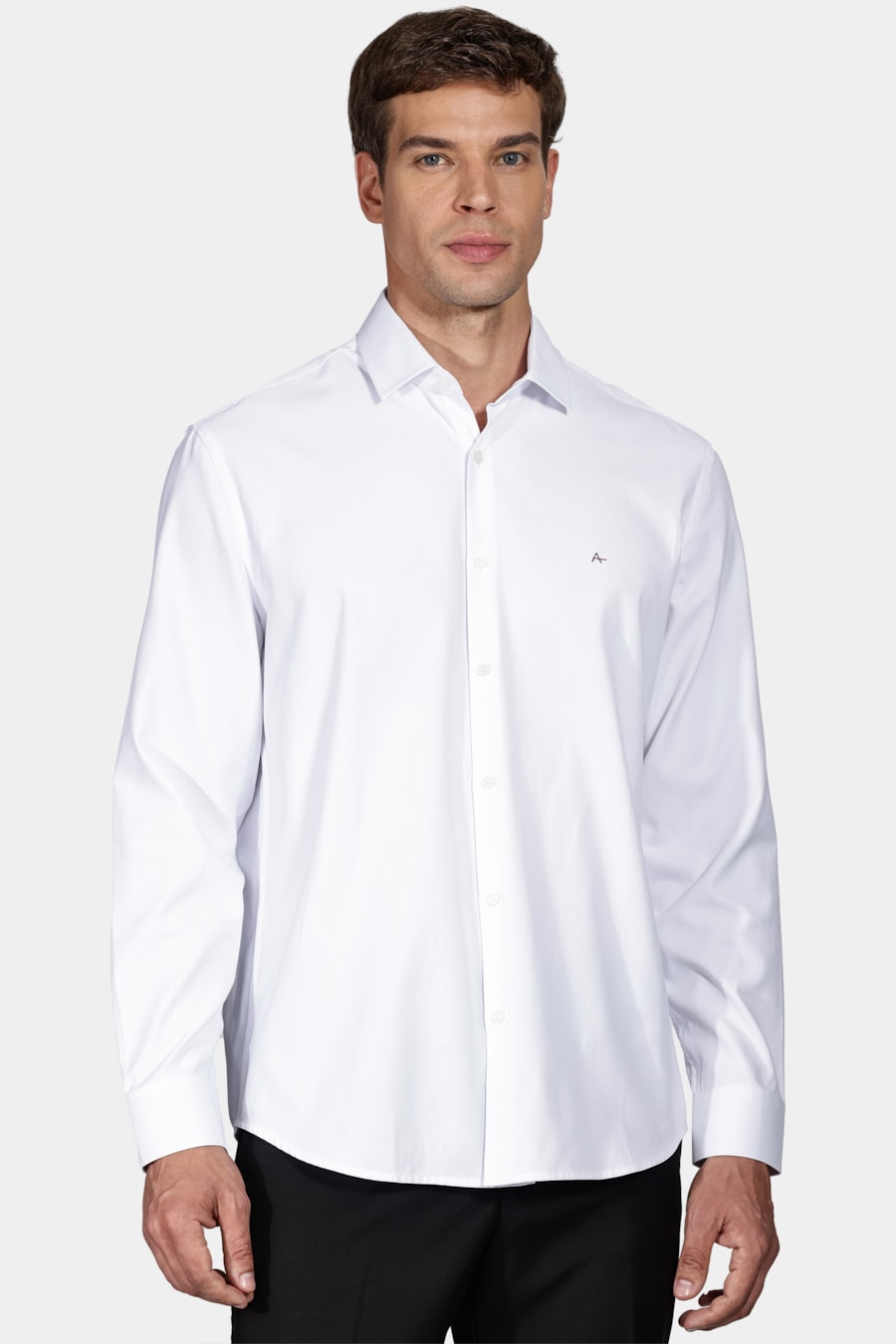 Camisa Regular Falso Liso Misto Branco — foto 1 de 5
