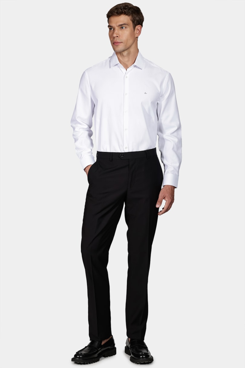 Camisa Regular Falso Liso Misto Branco