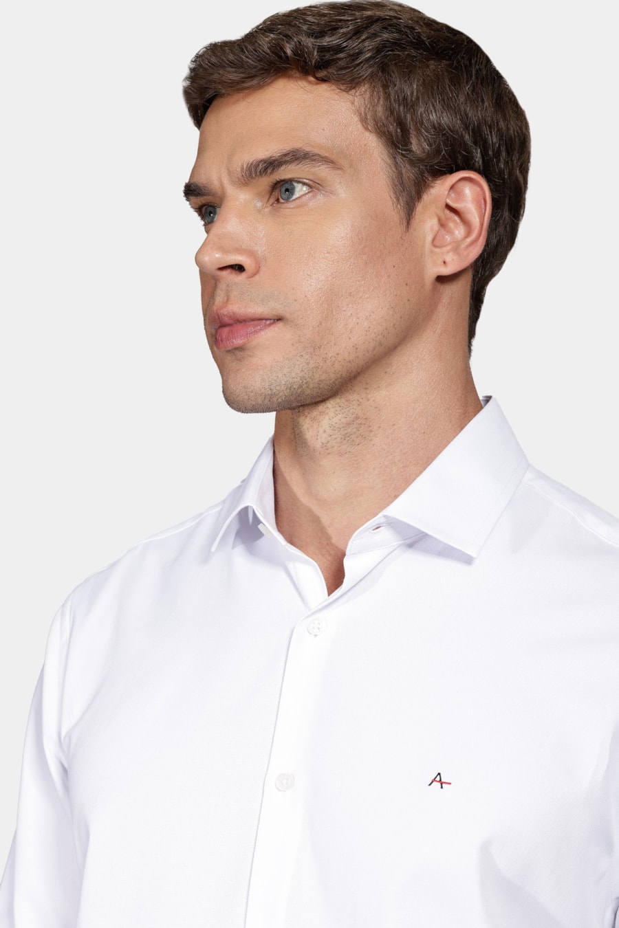 Camisa Regular Falso Liso Misto Branco — foto 3 de 5