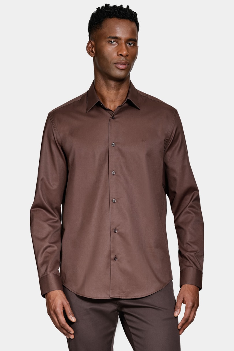 Camisa Regular Fio 100 Egípcio Cafe