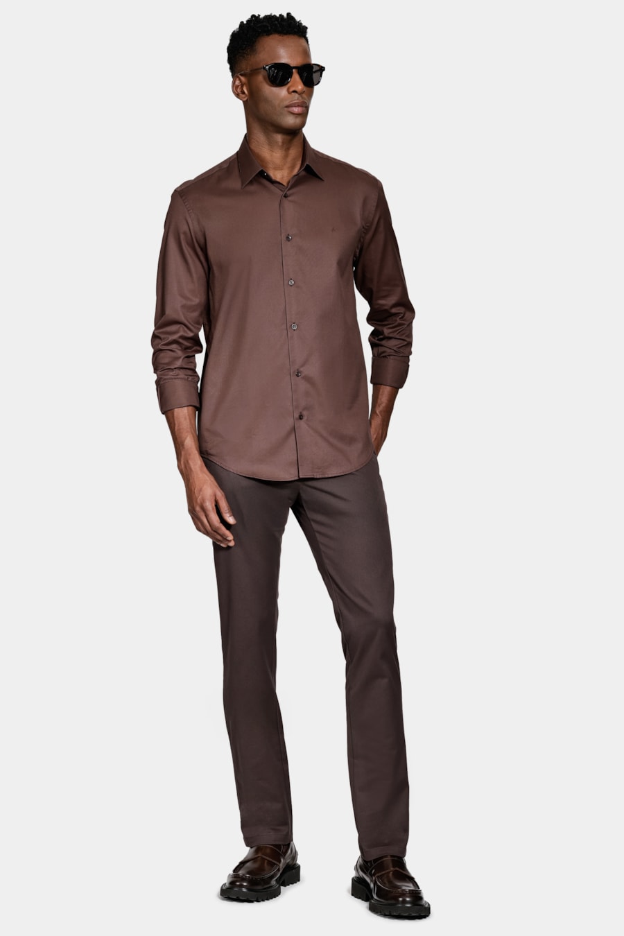 Camisa Regular Fio 100 Egípcio Cafe — foto 2 de 6