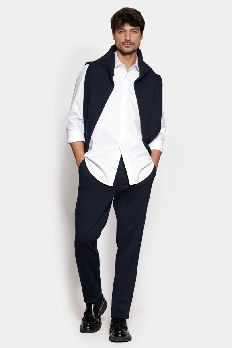Camisa Regular Fio 100 Egípcio Maquinetada Branco