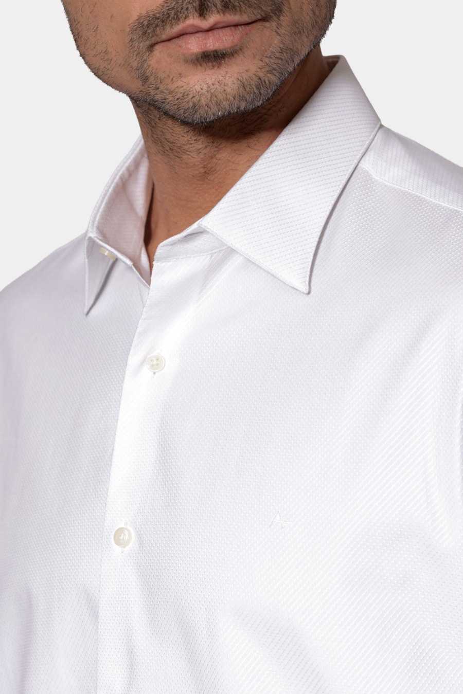 Camisa Regular Fio 100 Egípcio Maquinetada Branco — foto 3 de 7