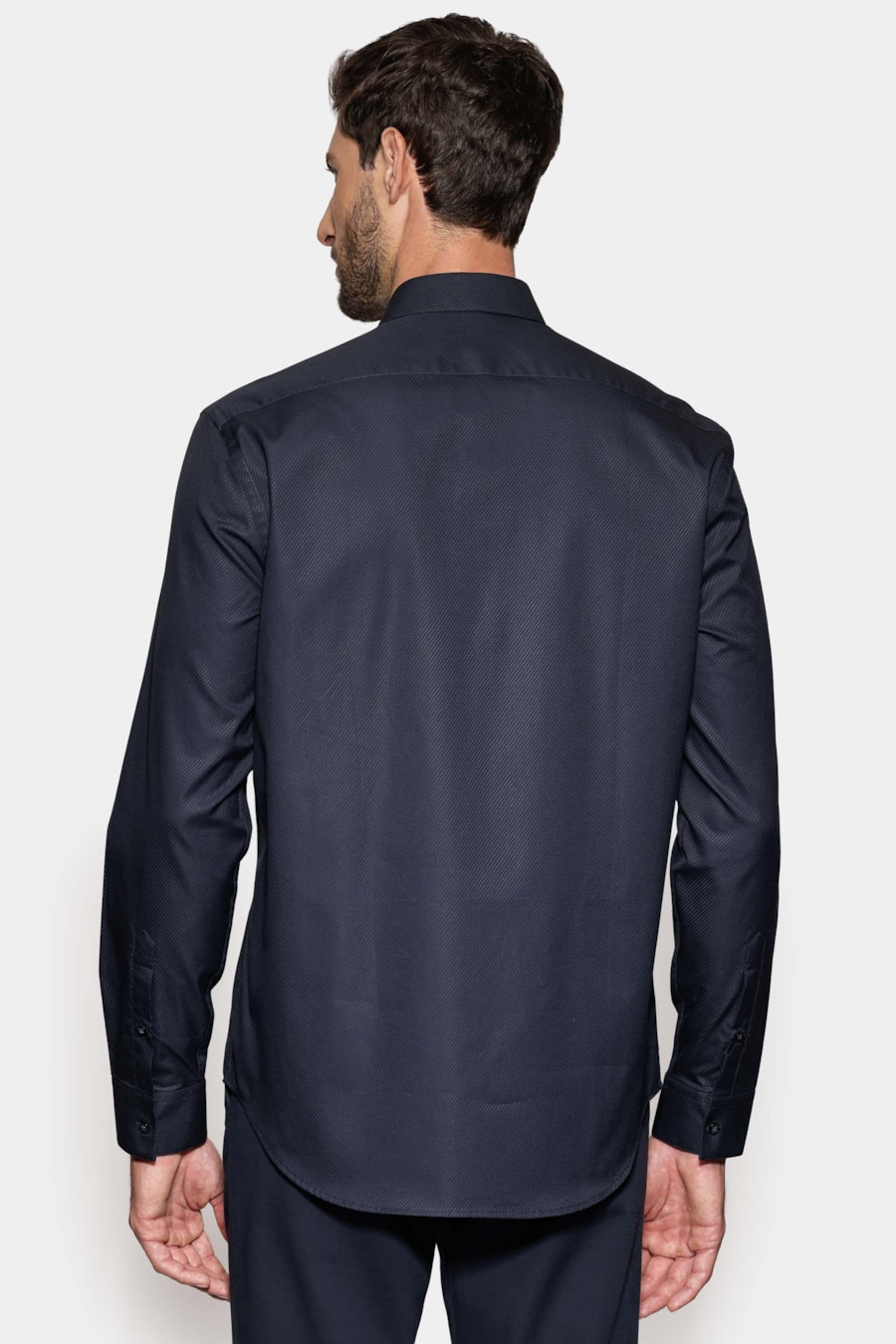 Camisa Regular Fio 100 Egípcio Maquinetada Marinho Escuro — foto 4 de 6