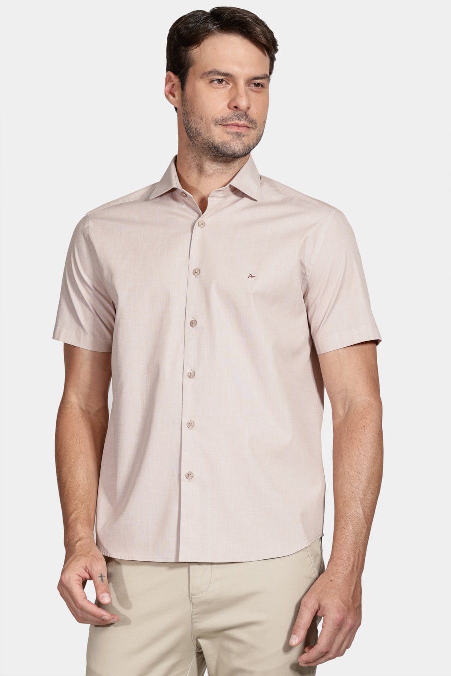 Camisa Regular Fio a Fio Areia — foto 1 de 5
