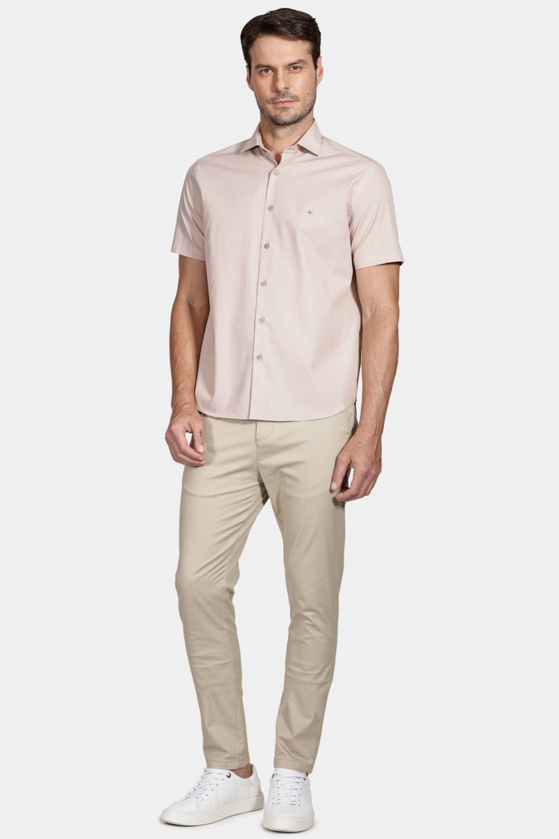 Camisa Regular Fio a Fio Areia