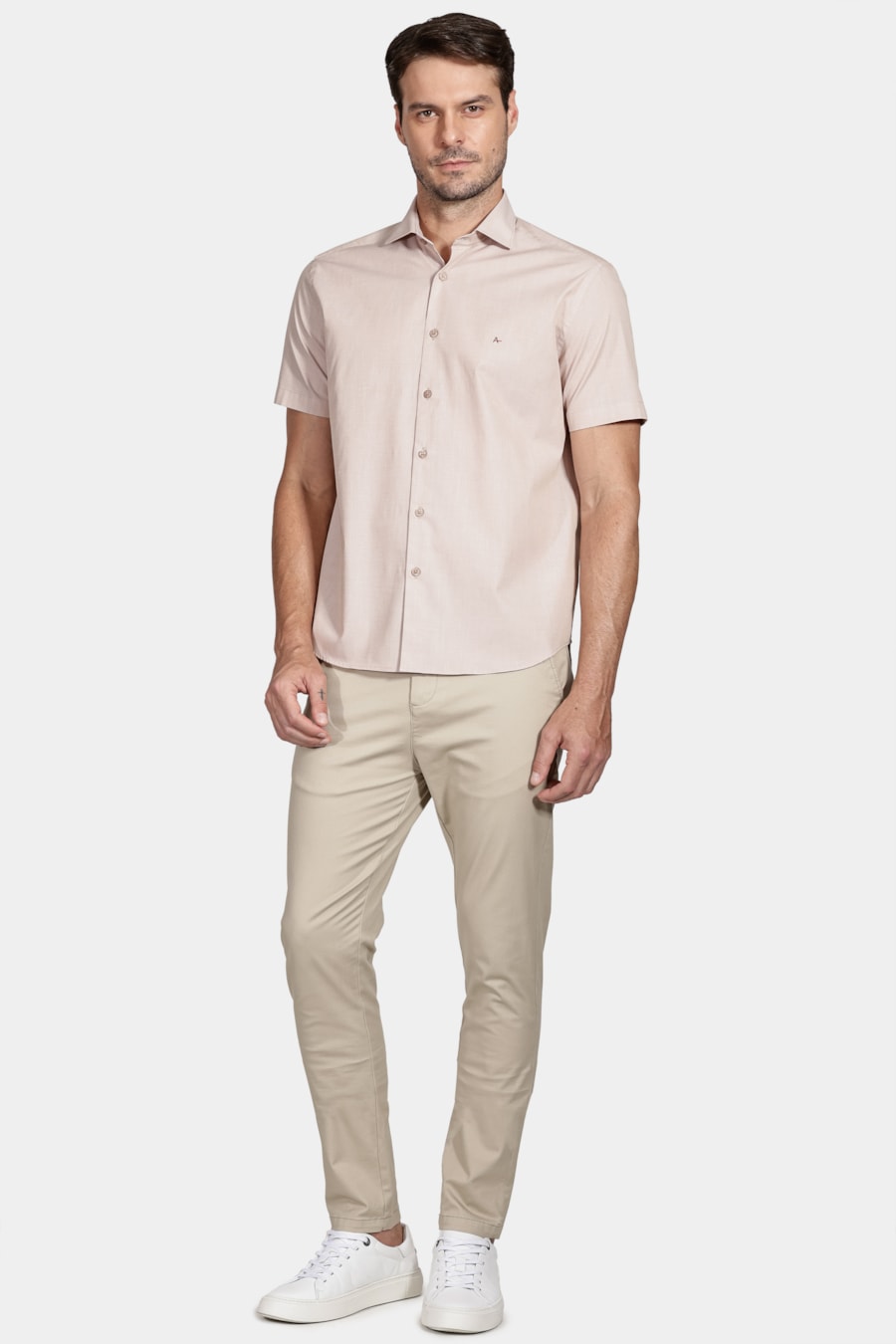 Camisa Regular Fio a Fio Areia — foto 2 de 5