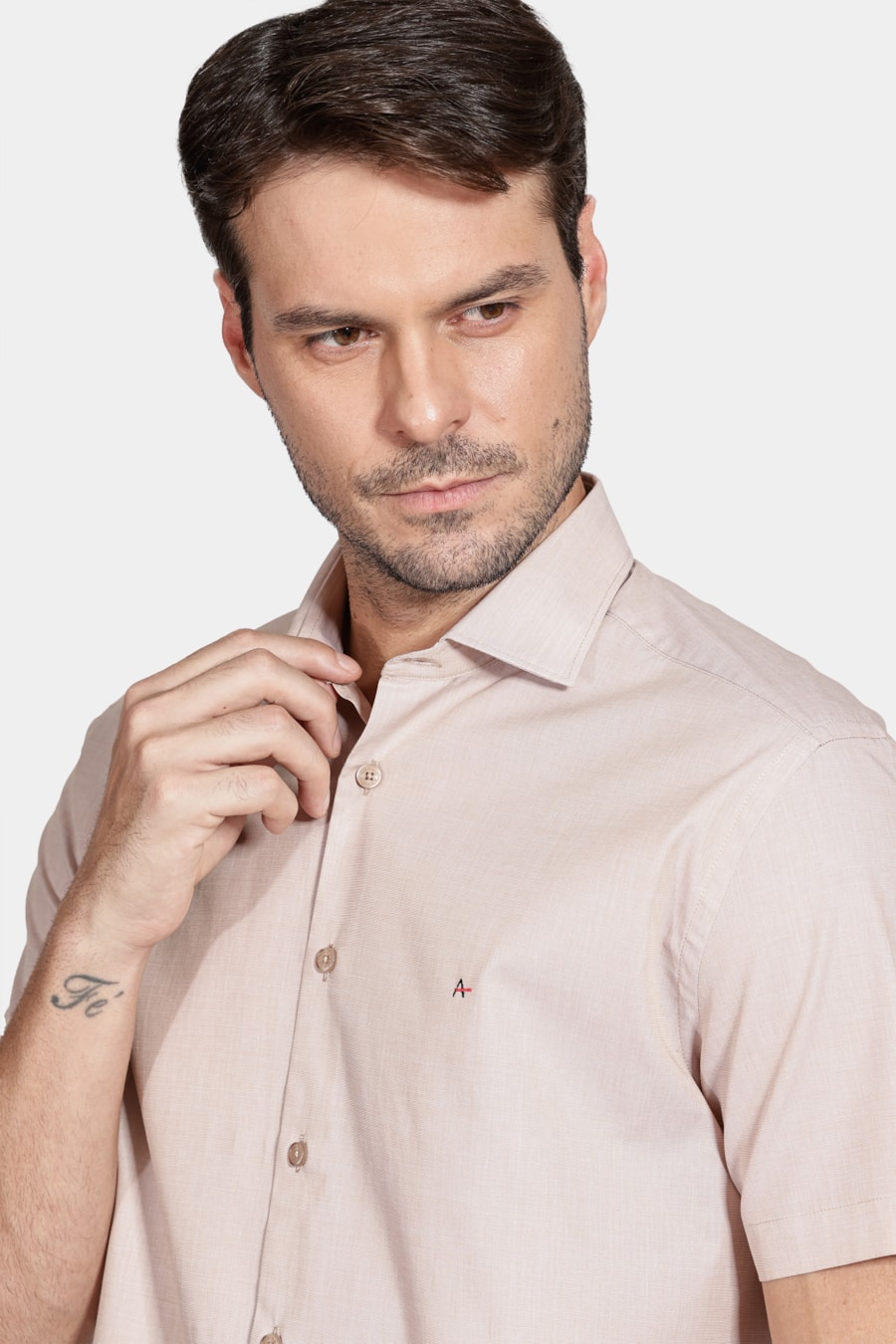 Camisa Regular Fio a Fio Areia — foto 3 de 5