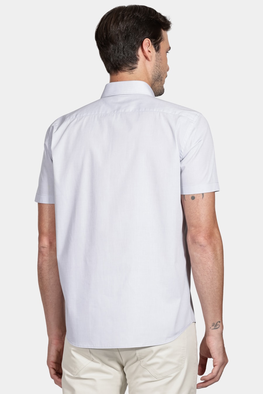 Camisa Regular Fio a Fio Cinza Claro — foto 4 de 5