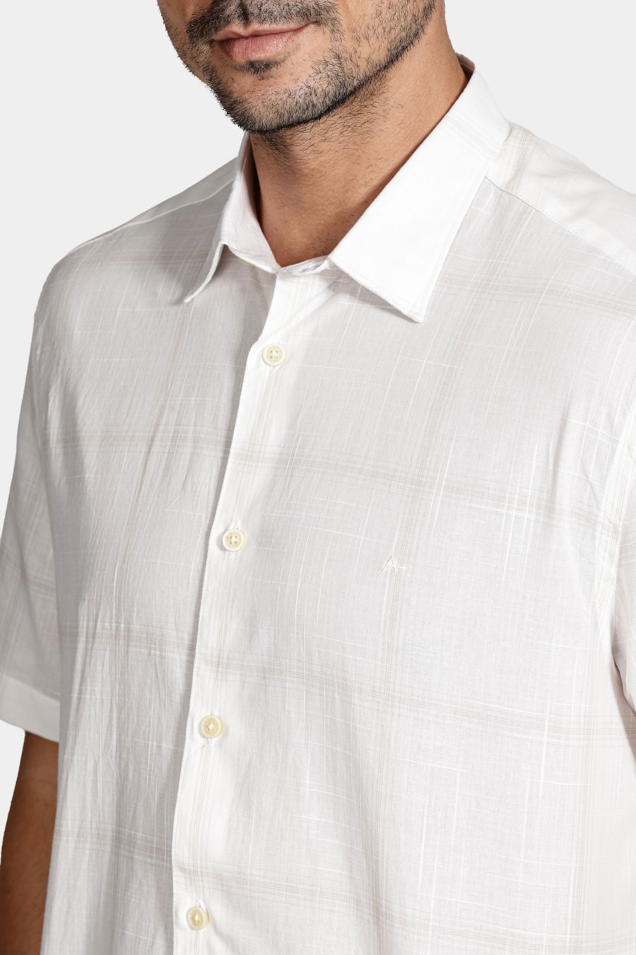 Camisa Regular Flamê Maxi Xadrez Branco C/Caqui — foto 3 de 5