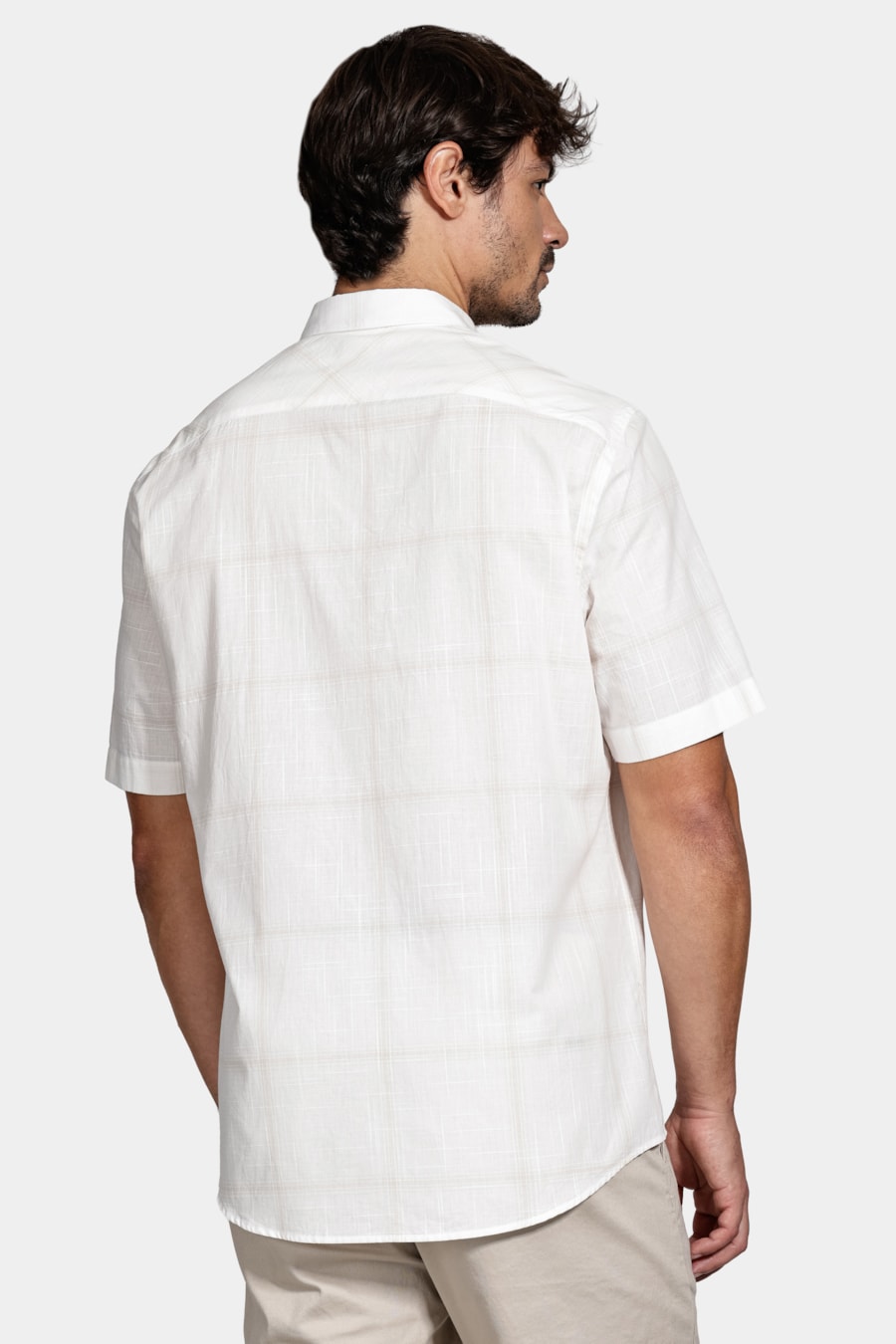 Camisa Regular Flamê Maxi Xadrez Branco C/Caqui — foto 4 de 5