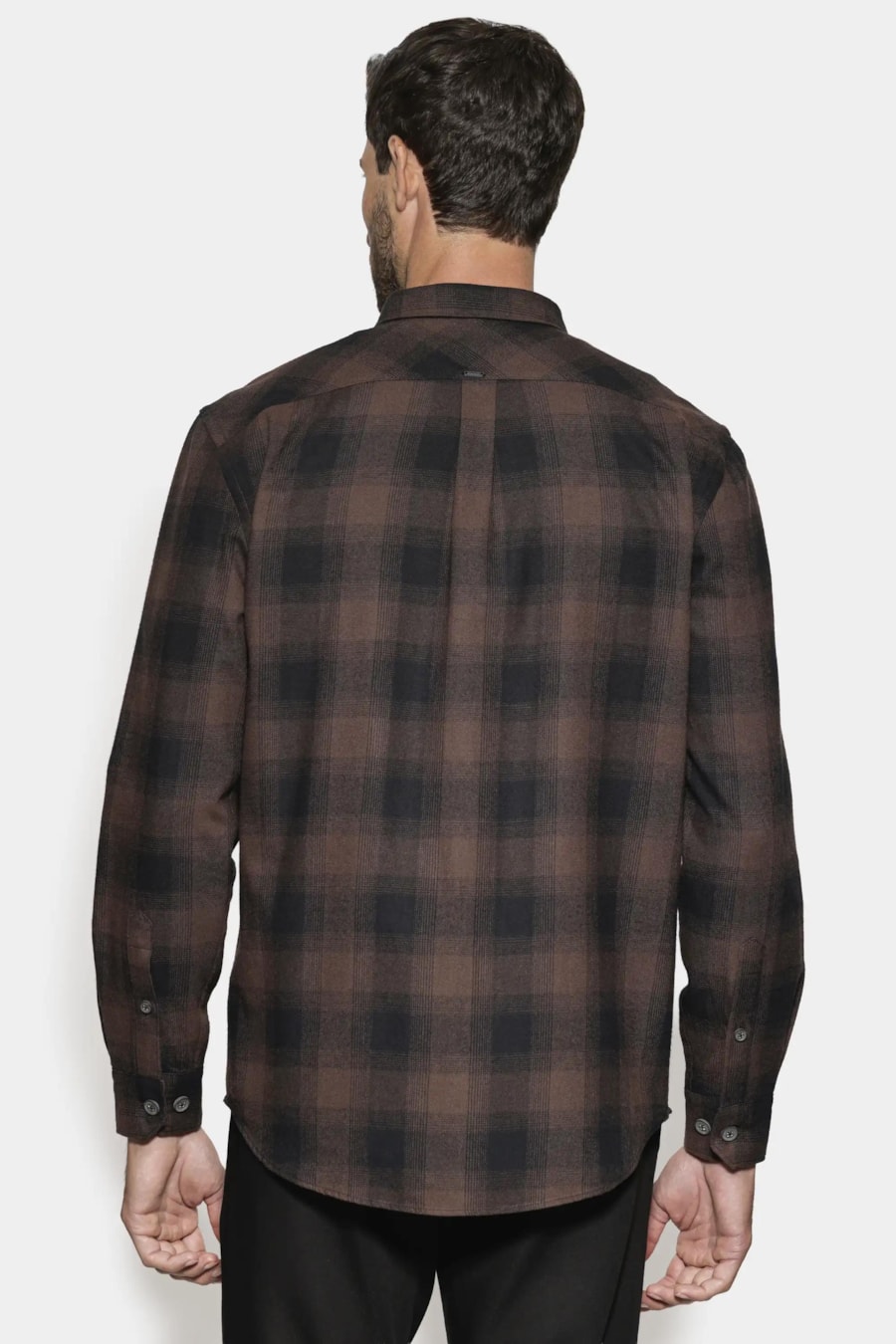 Camisa Regular Flanela Xadrez Shadow Café Com Preto — foto 5 de 7