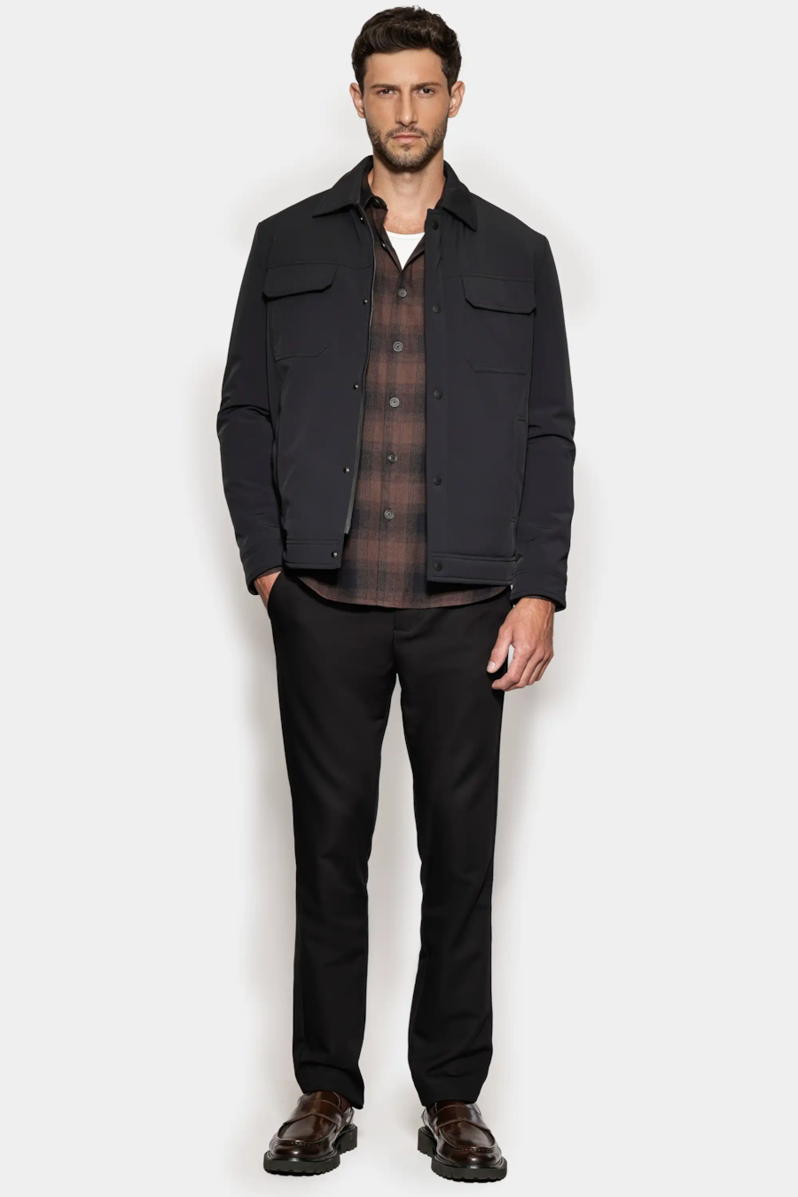 Camisa Regular Flanela Xadrez Shadow Café Com Preto — foto 2 de 7