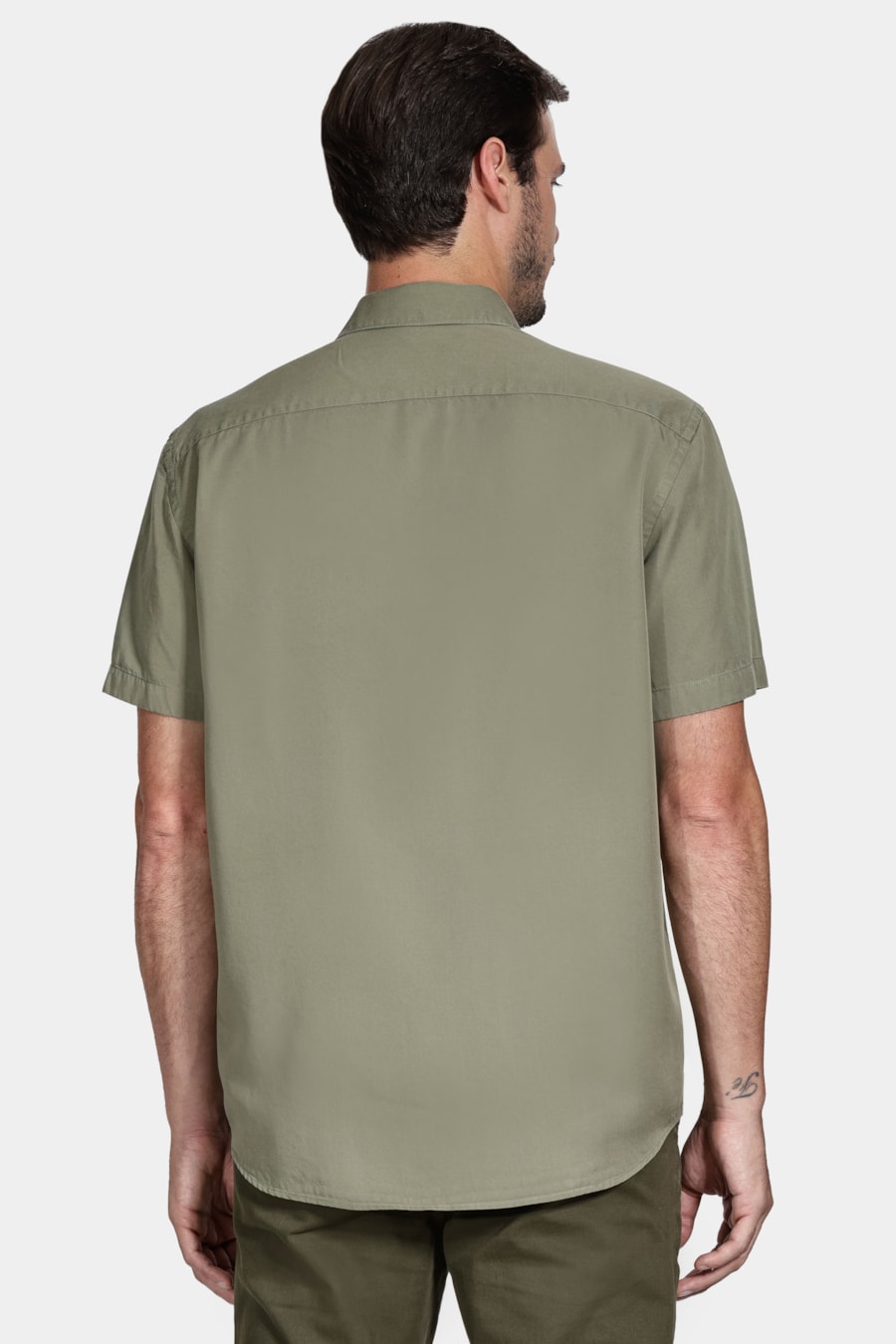 Camisa Regular Liocel Lisa Verde Militar — foto 4 de 5