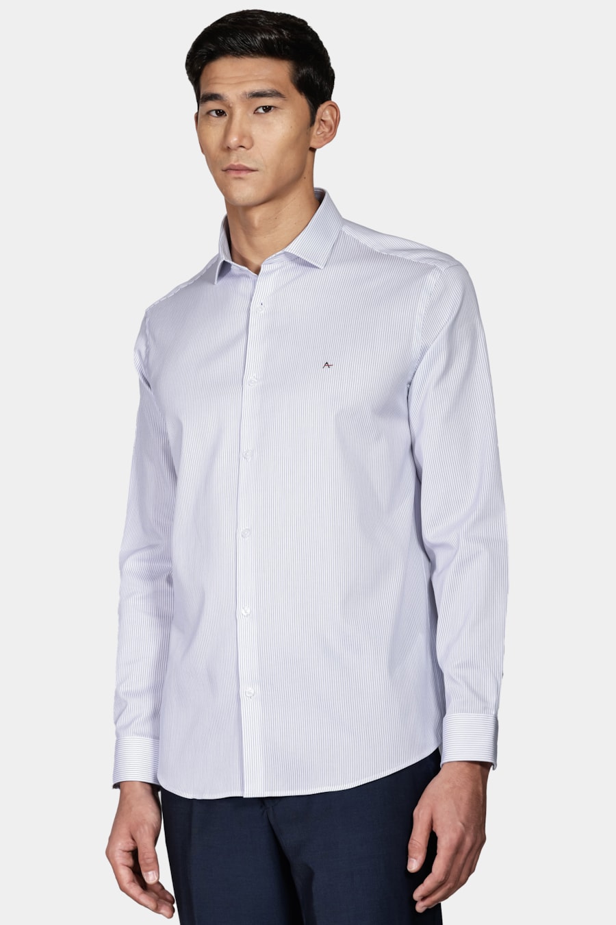 Camisa Regular Listrada Branco Com Marinho — foto 1 de 5
