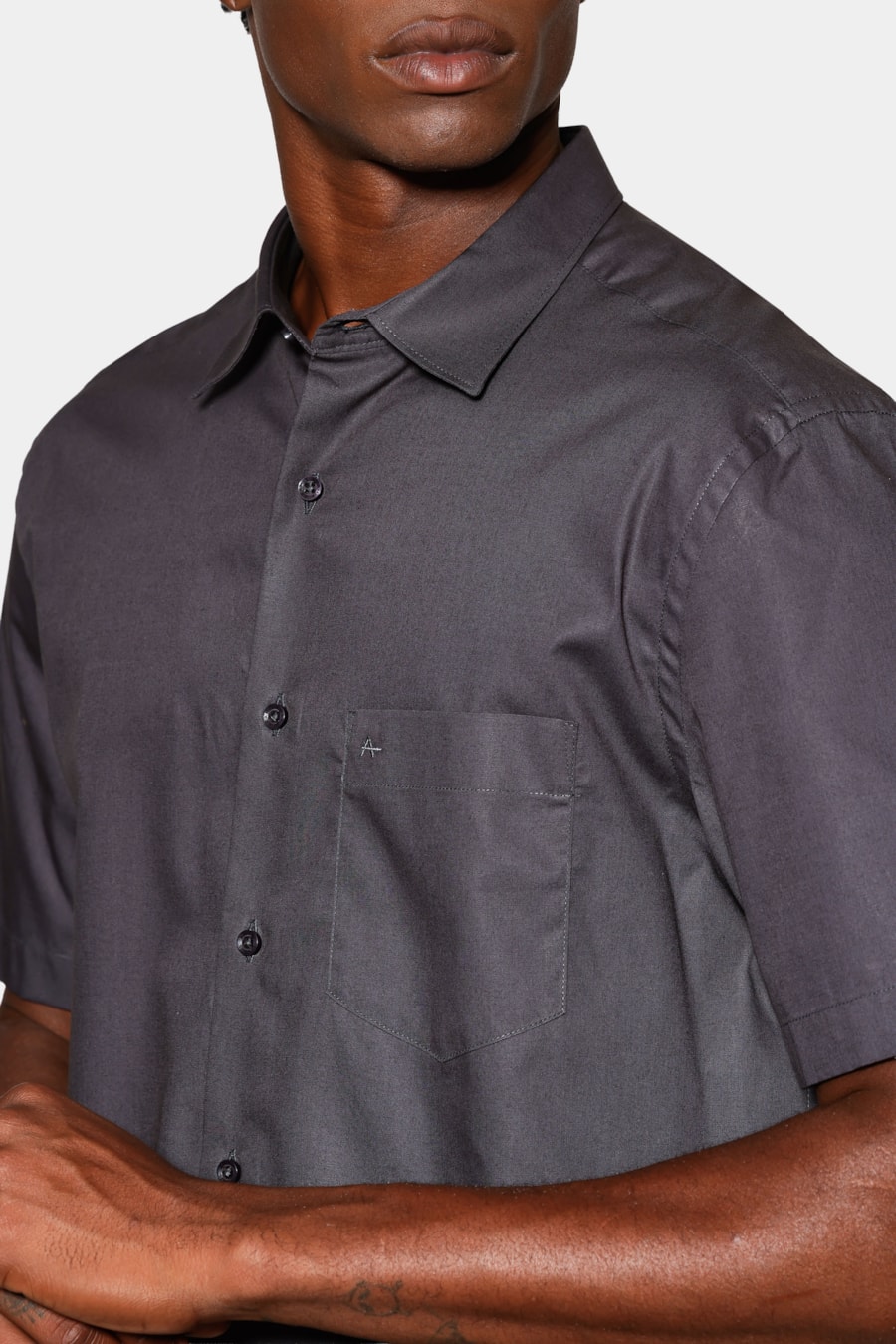 Camisa Regular Manga Curta Algodão Damero Chumbo 117 — foto 3 de 6