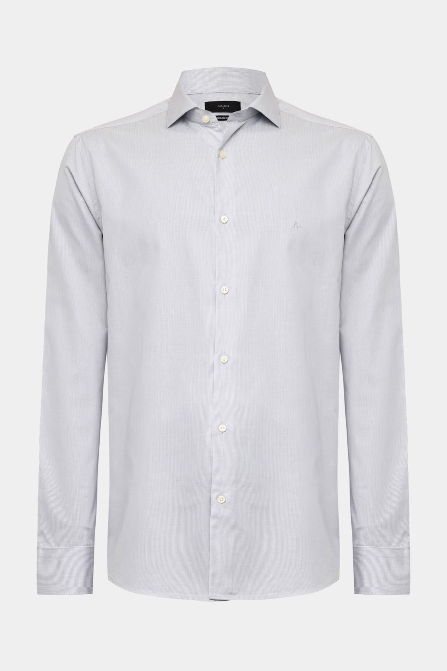 Camisa Regular Manga Longa Algodão Egípcio Micro Listrada Branco C/Cinza — foto 5 de 6