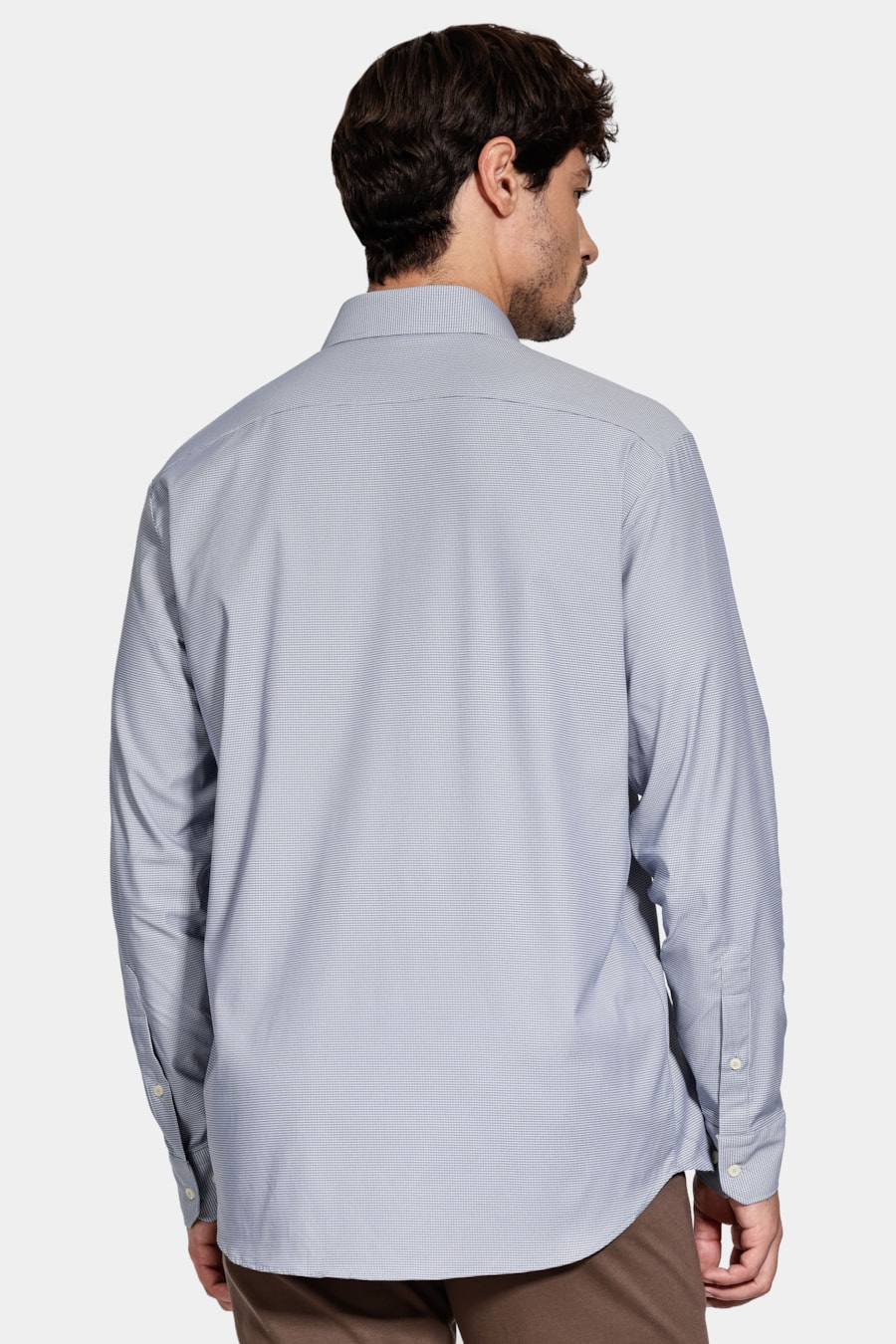 Camisa Regular Manga Longa Tech Flex Azul C/Branco — foto 4 de 6