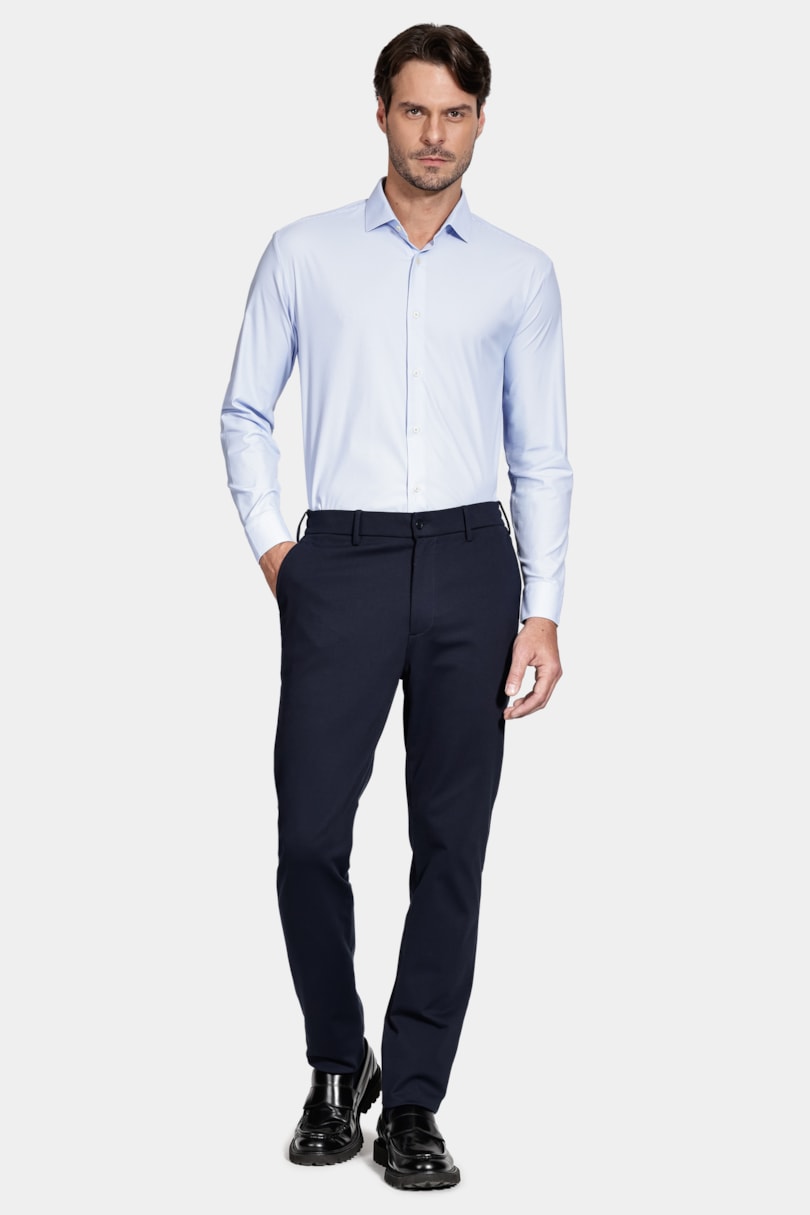 Camisa Regular Manga Longa Tech Flex Azul Claro C/Branco