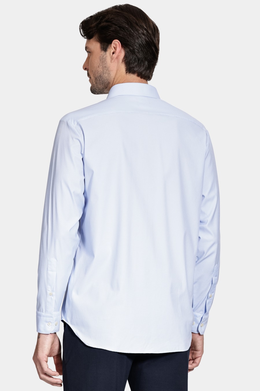Camisa Regular Manga Longa Tech Flex Azul Claro C/Branco — foto 4 de 6