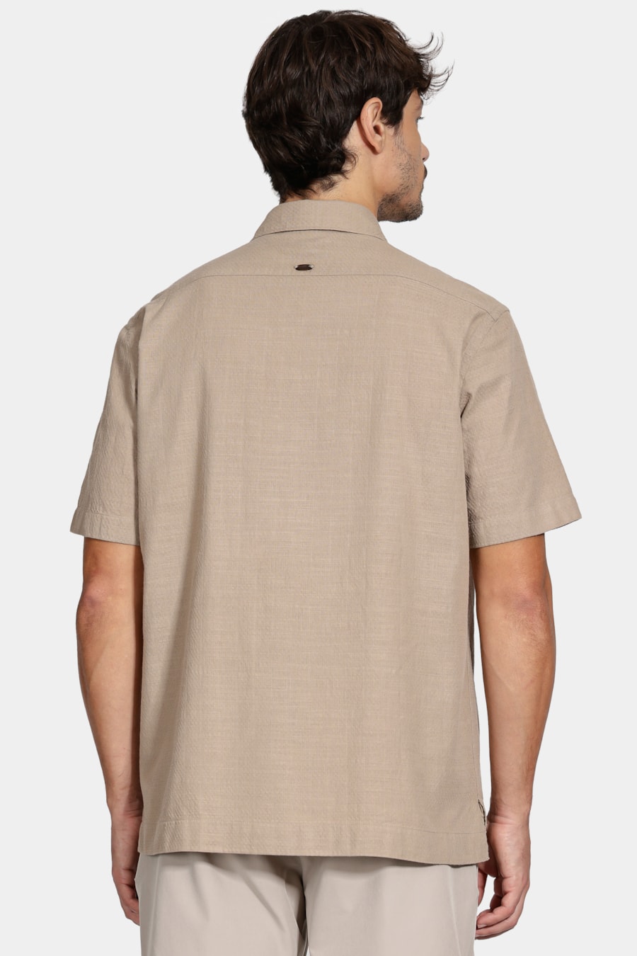 Camisa Regular Maquineta Flamê Caqui — foto 4 de 6