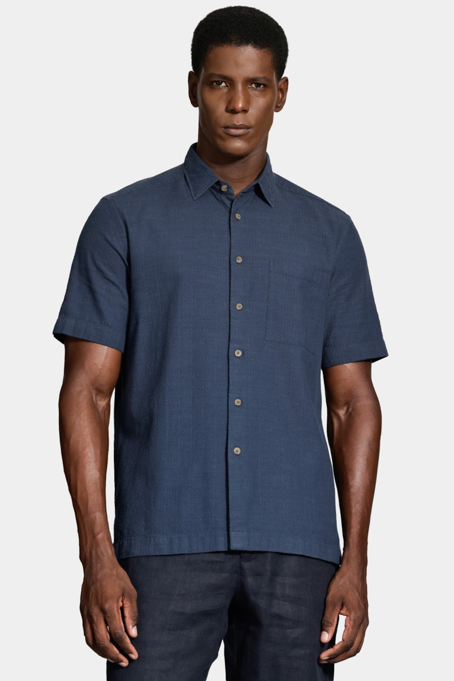 Camisa Regular Maquineta Flamê Marinho — foto 1 de 6
