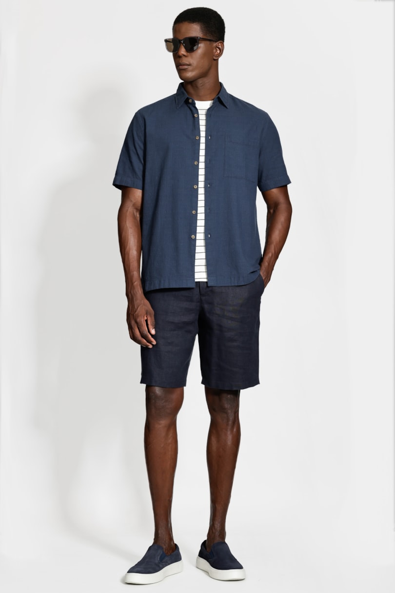 Camisa Regular Maquineta Flamê Marinho