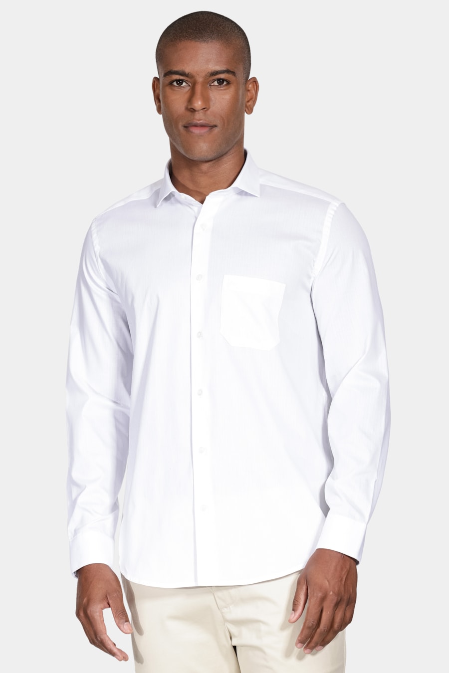 Camisa Regular Maquinetada Listrada Branco — foto 1 de 6