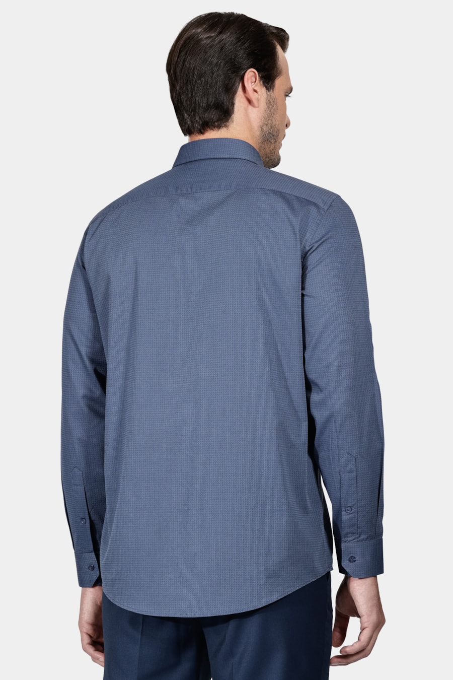 Camisa Regular Maquinetada Pont Azul Escuro — foto 4 de 6
