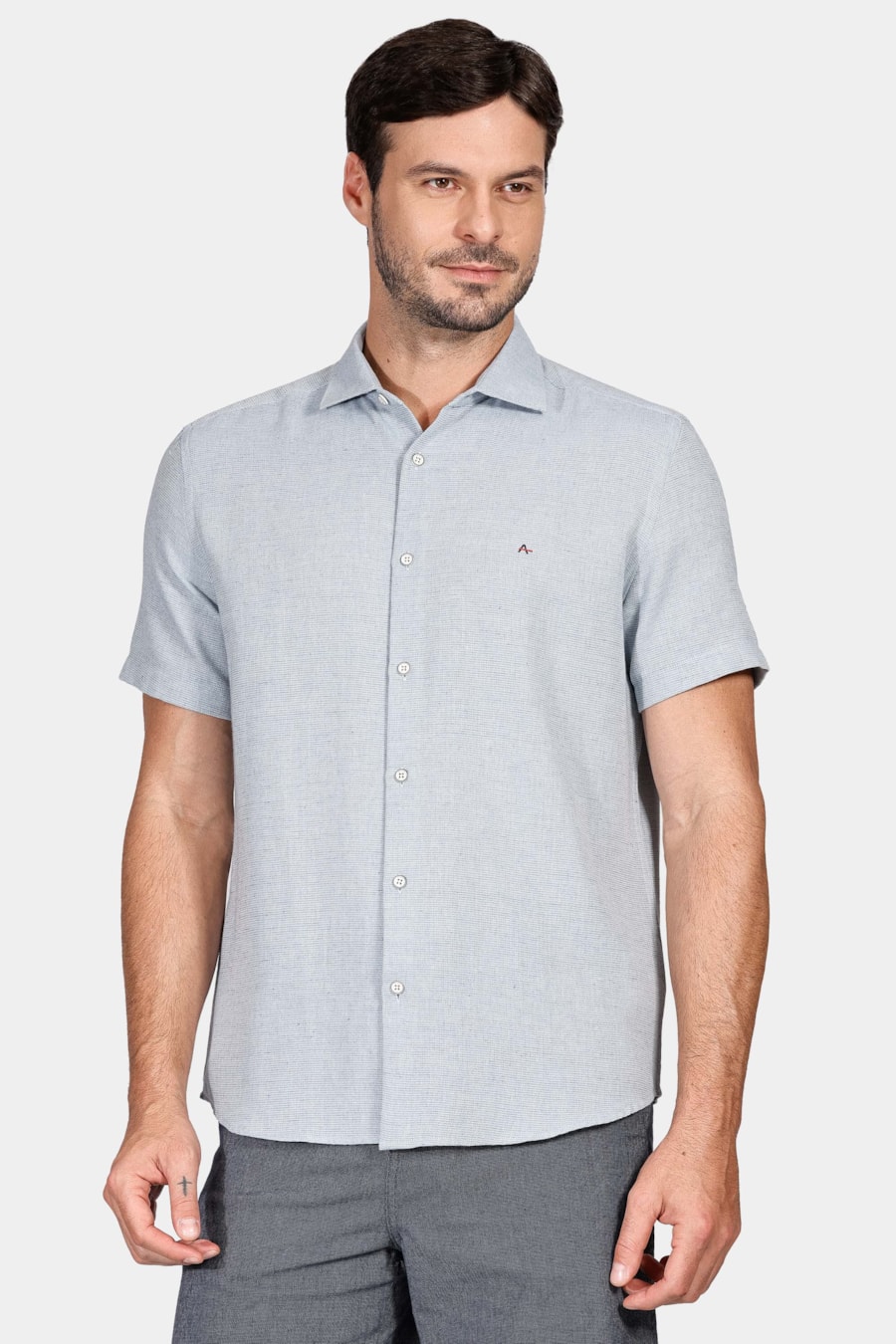 Camisa Regular Maquinetado Rústico Azul — foto 1 de 5