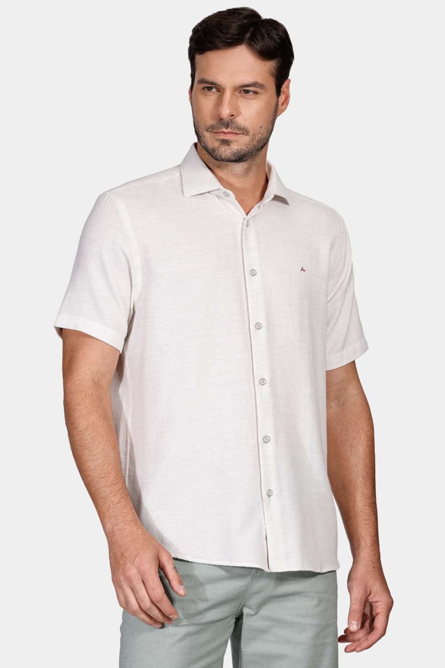 Camisa Regular Maquinetado Rústico Natural — foto 1 de 5
