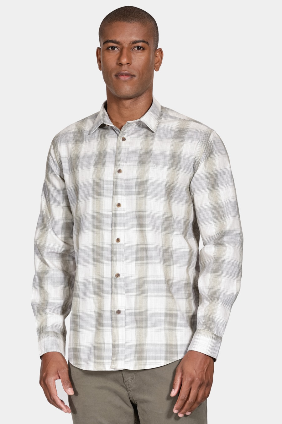 Camisa Regular Maxi Xadrez Linho Verde Com Natural — foto 1 de 6