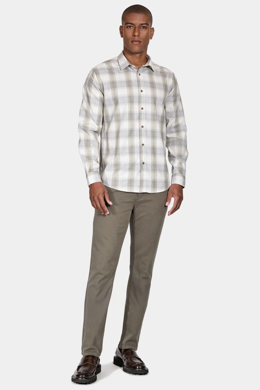 Camisa Regular Maxi Xadrez Linho Verde Com Natural — foto 2 de 6