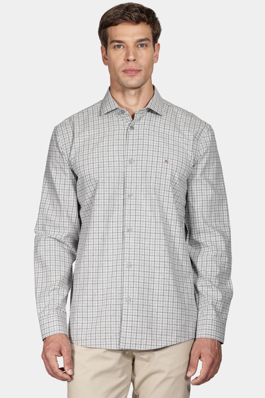 Camisa Regular Mescla Xadrez Cinza — foto 1 de 7