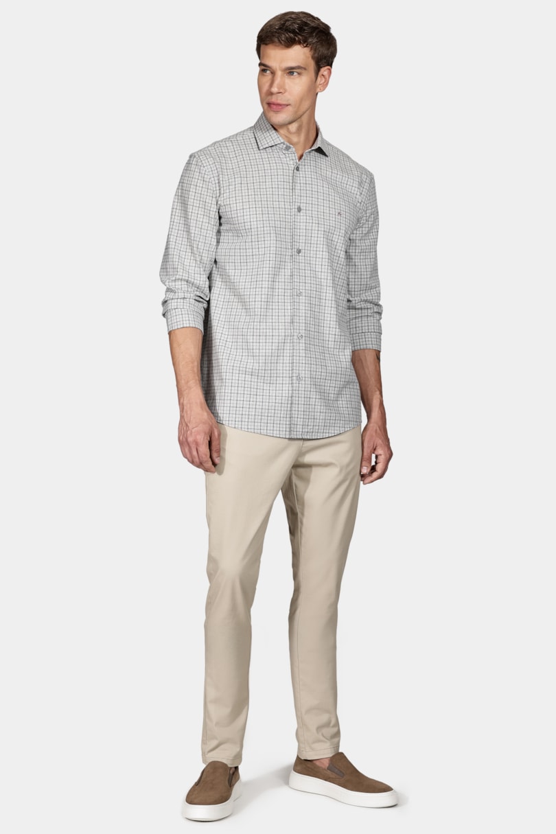 Camisa Regular Mescla Xadrez Cinza