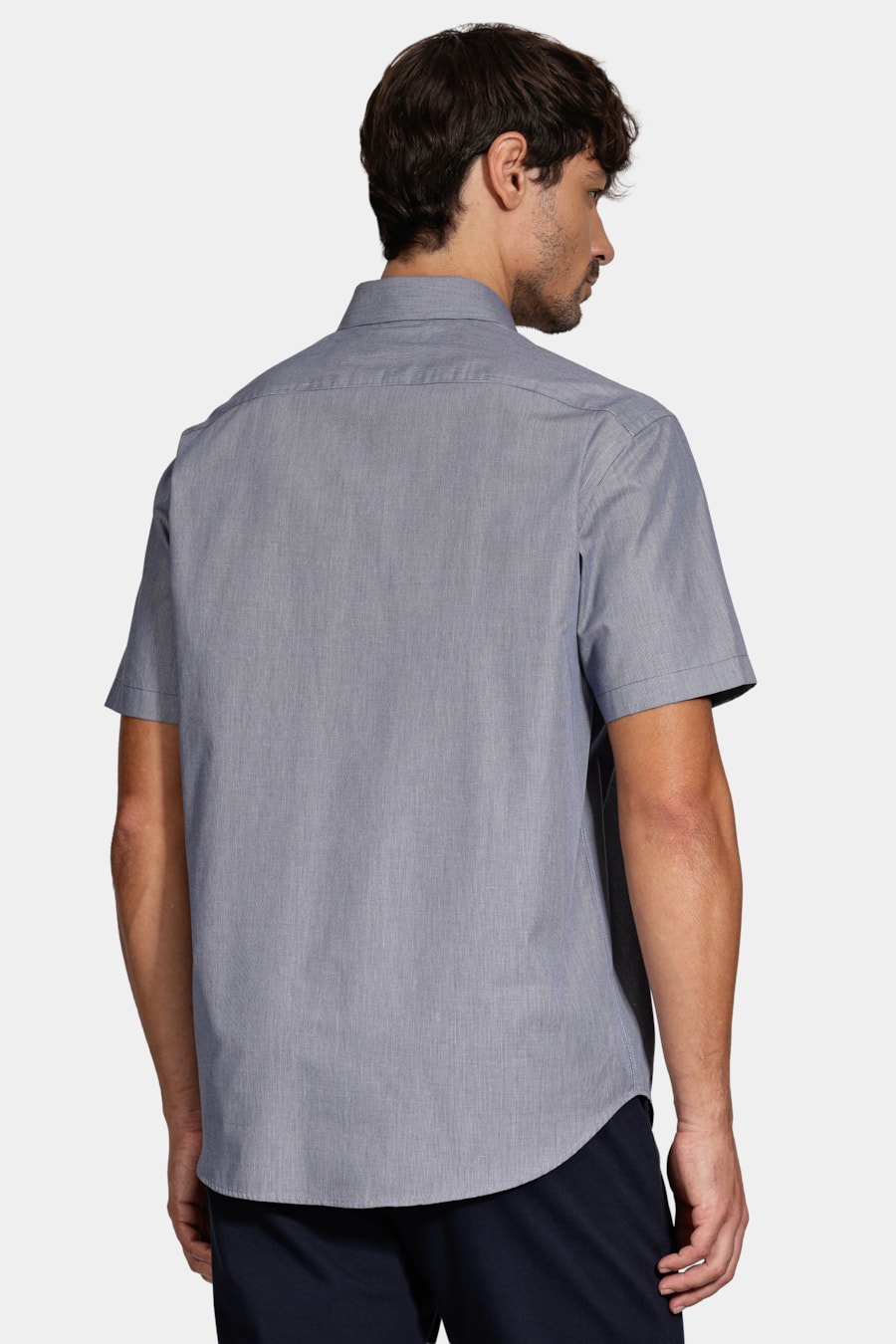 Camisa Regular Micro Xadrez Bolso Azul C/Branco — foto 4 de 6